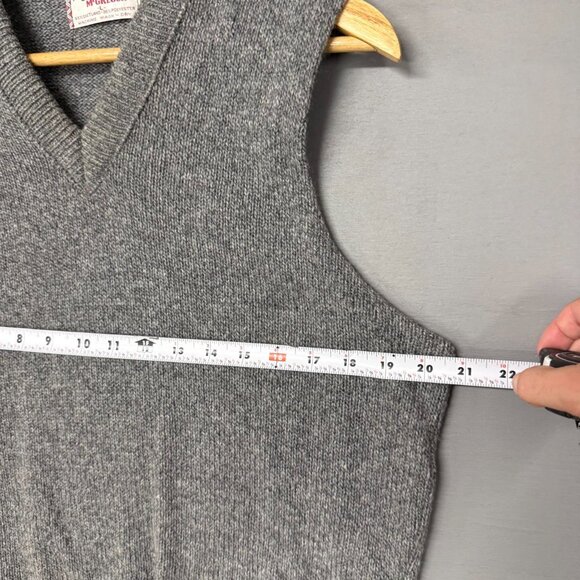 Vintage McGregor Wool Blend‎ Grey V Neck 80s Sweater Vest Large - Picture 4 of 5